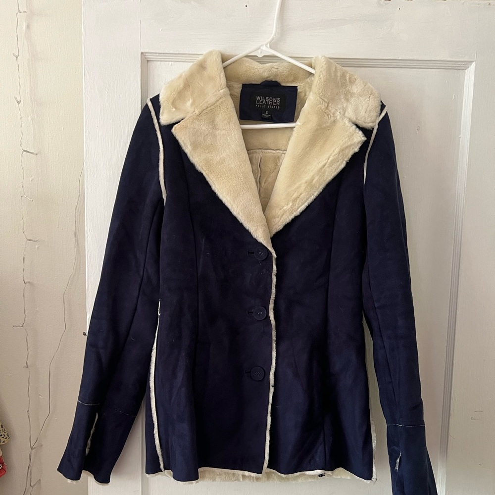 WILSON LEATHER pelle studio size small like new like vintage suede coat